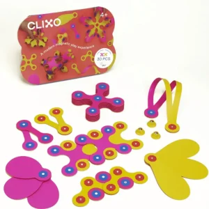 Clixo Magnetic Crew Pack - Yellow & Pink (30 pcs)> For 5+ Year Olds | For 4+ Year Olds