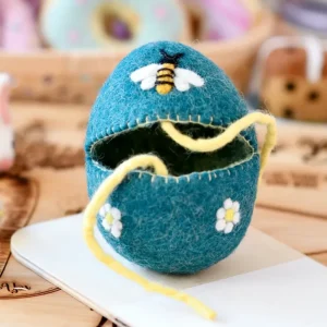 Tara Treasures Felt Egg Cover - Blue With Bee Motif> Small World Play