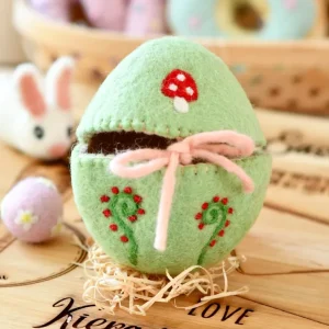 Tara Treasures Felt Egg Cover - Green With Mushroom Motif> Small World Play