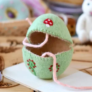 Tara Treasures Felt Egg Cover - Green With Mushroom Motif> Small World Play