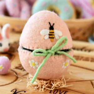 Tara Treasures Felt Egg Cover - Peach With Bee Motif> Small World Play