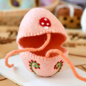 Tara Treasures Felt Egg Cover - Peach With Mushroom Motif> Small World Play