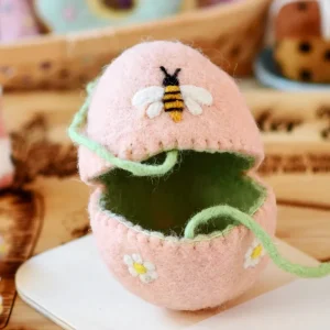 Tara Treasures Felt Egg Cover - Peach With Bee Motif> Small World Play