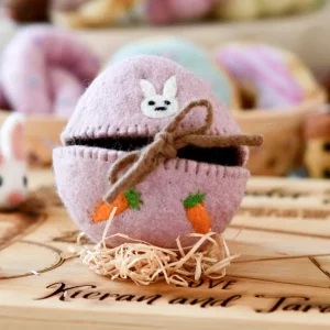 Tara Treasures Felt Egg Cover - Pink With Bunny Motif> Small World Play
