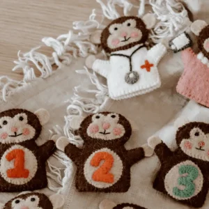 Tara Treasures Felt Finger Puppet - Five Little Monkeys Set> For 5+ Year Olds | For 4+ Year Olds