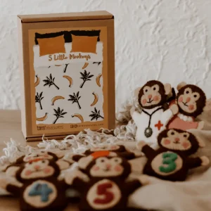 Tara Treasures Felt Finger Puppet - Five Little Monkeys Set> For 5+ Year Olds | For 4+ Year Olds