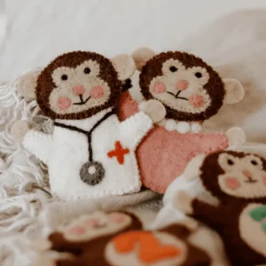 Tara Treasures Felt Finger Puppet - Five Little Monkeys Set> For 5+ Year Olds | For 4+ Year Olds