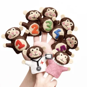 Tara Treasures Felt Finger Puppet - Five Little Monkeys Set> For 5+ Year Olds | For 4+ Year Olds