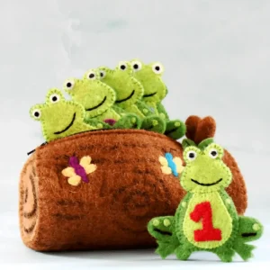 Tara Treasures Felt Finger Puppet -5 Little Speckled Frogs With Log Bag> Bestsellers | Small World Play