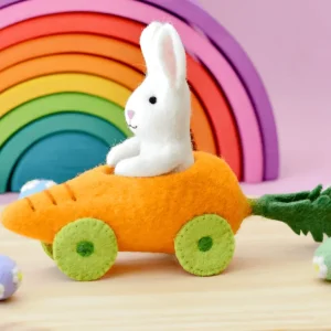Tara Treasures Felt Rabbit With Carrot Car Toy> Small World Play
