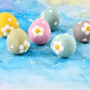Tara Treasures Felt Teal Floral And Dots Egg> Small World Play | Food Play
