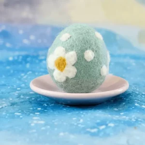 Tara Treasures Felt Teal Floral And Dots Egg> Small World Play | Food Play