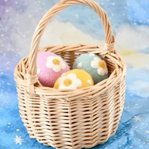 Tara Treasures Felt Yellow Floral And Dots Egg> Small World Play | Food Play