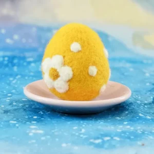 Tara Treasures Felt Yellow Floral And Dots Egg> Small World Play | Food Play