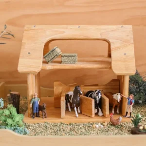 QToys Wooden Horse Stable> Farm & Barnyard Theme | Small World Play